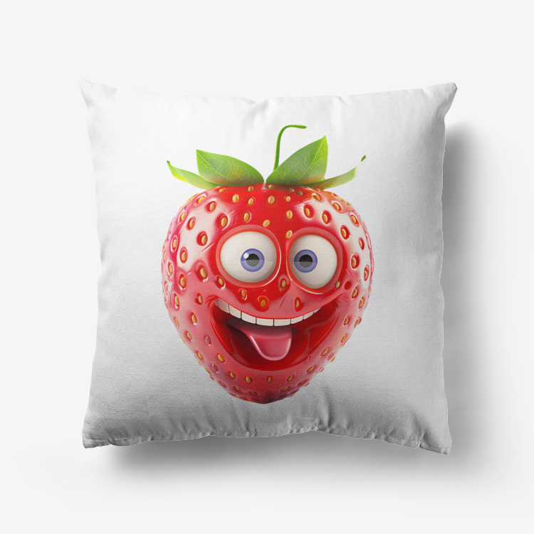 Strawberry with a Happy Face Pillow - Oddemy Fruit Squad