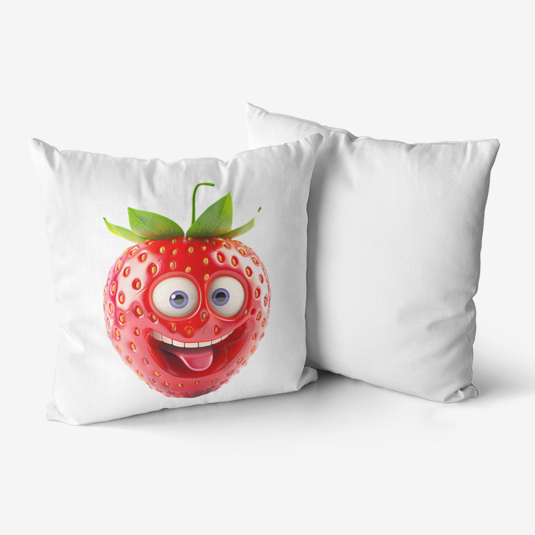 Strawberry with a Happy Face Pillow - Oddemy Fruit Squad