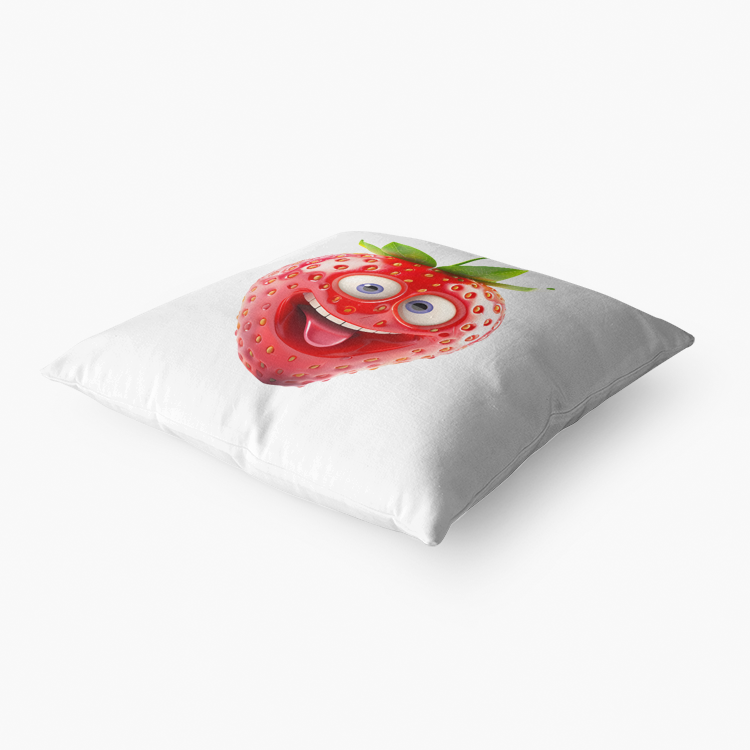 Strawberry with a Happy Face Pillow - Oddemy Fruit Squad