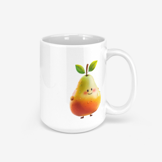 Cute Smiling Pear Glossy Mug - Oddemy Fruit Squad