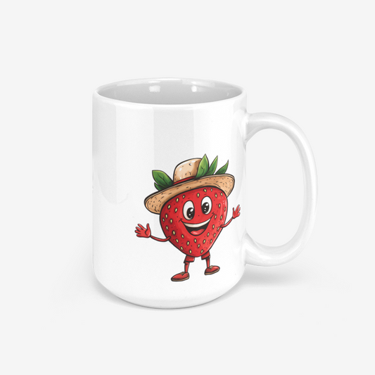 Strawberry with Hat Glossy Mug - Oddemy Fruit Squad