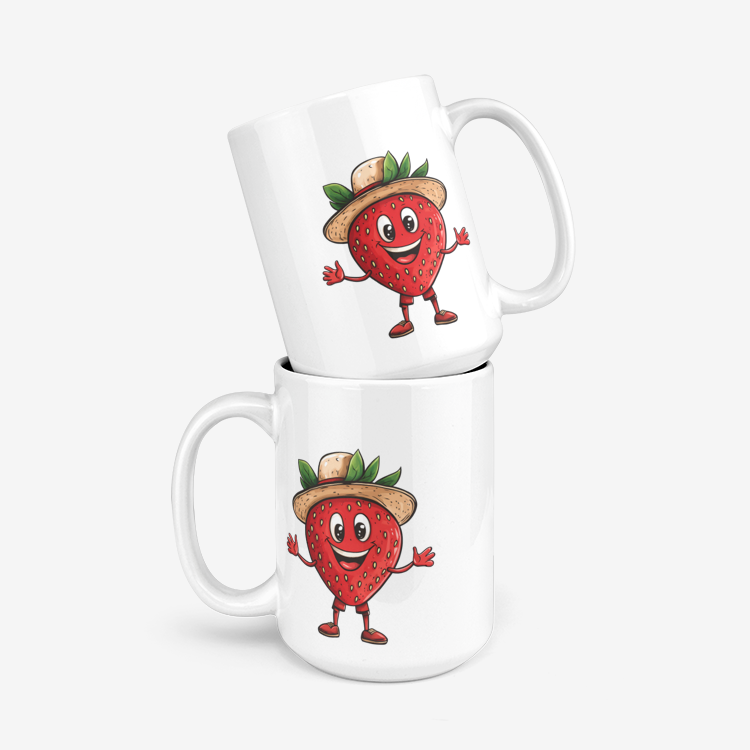 Strawberry with Hat Glossy Mug - Oddemy Fruit Squad